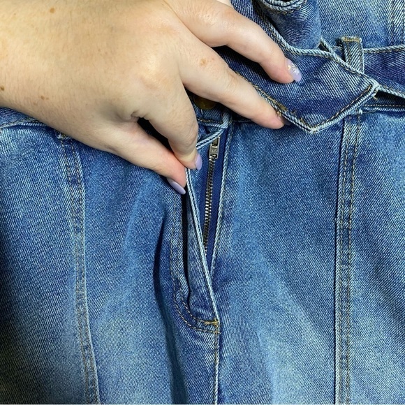 NWOT Avec Les Filles Denim Jean Boiler Romper Jumpsuit - Picture 10 of 12